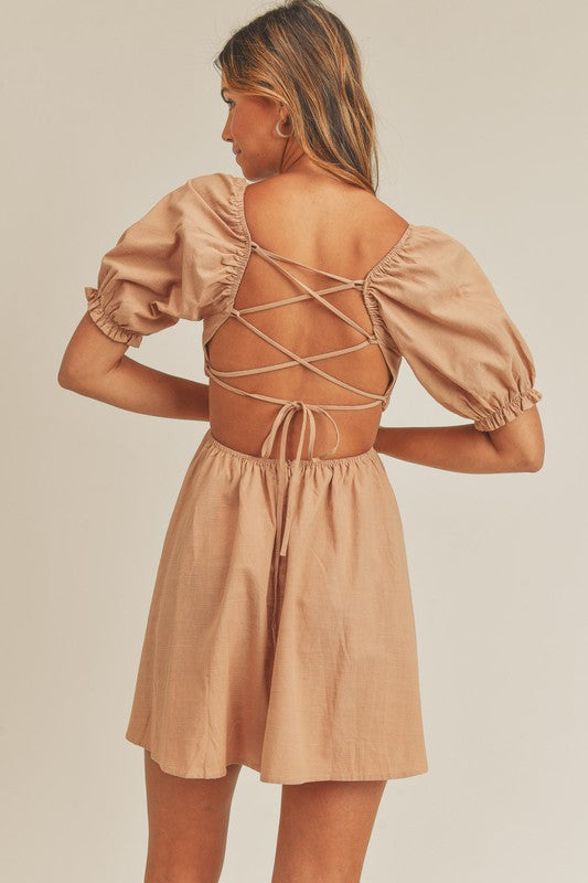 Side and Back Cut Out Lace Up Dress
