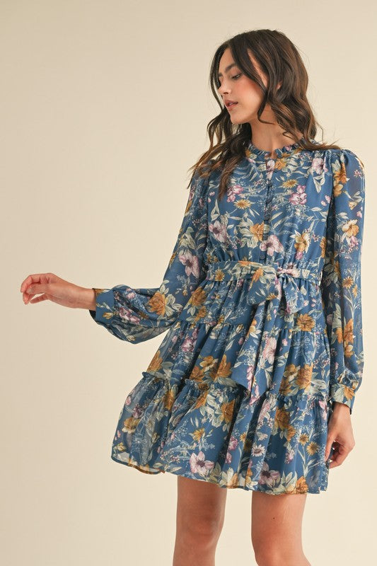 FLORAL BUTTON-DOWN MINI DRESS