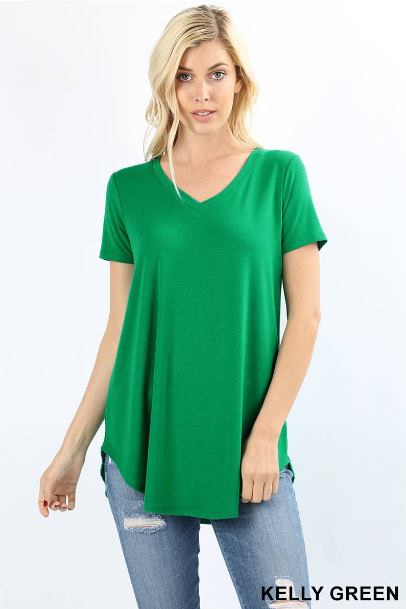 SHORT SLEEVE V-NECK TOP