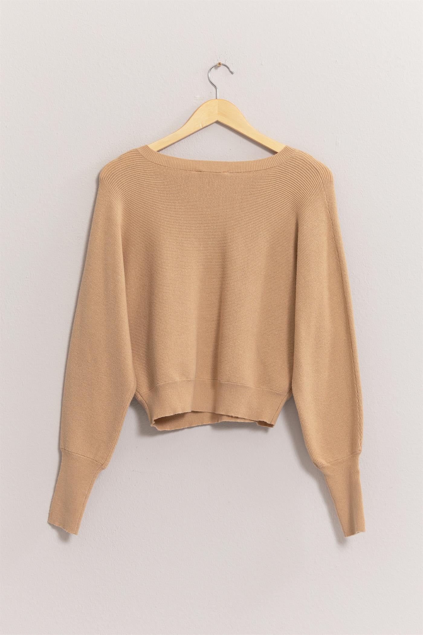V-Neck Ribbed Cropped Sweater