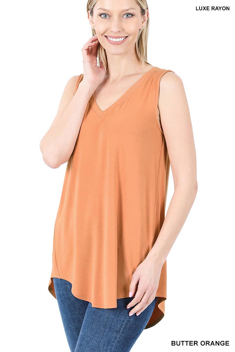 Sleeveless V Neck Tank Top