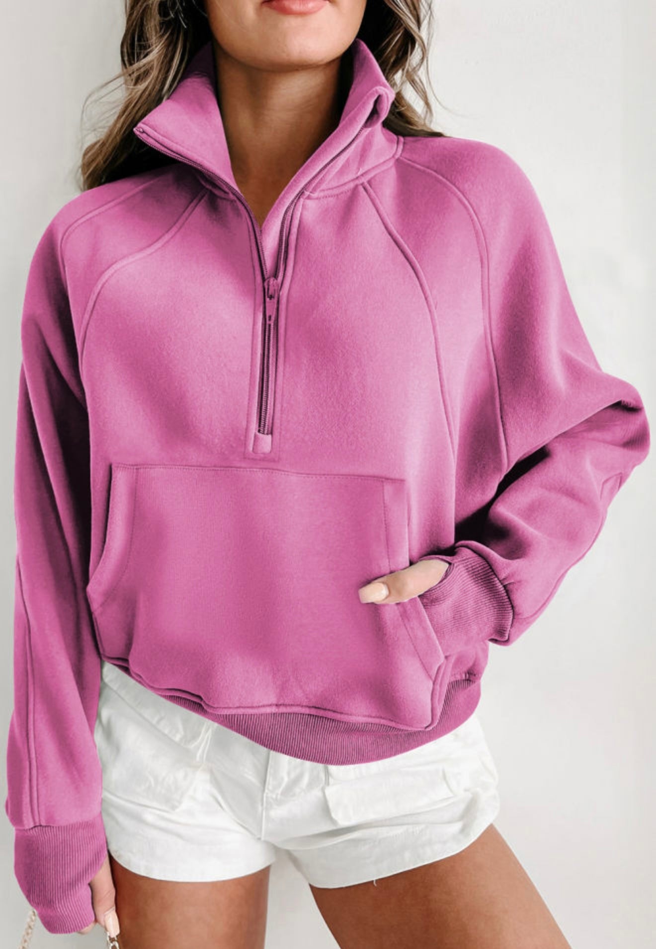 Pink Fleece Lined Zip Up Sweatshirt