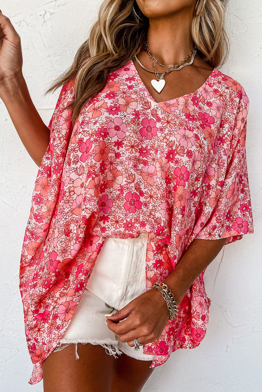 Boho Floral Kimono Style Blouse