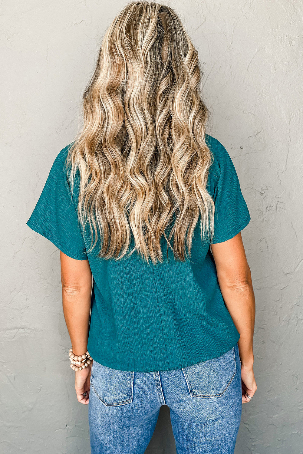 Crinkled Wide Sleeve Top