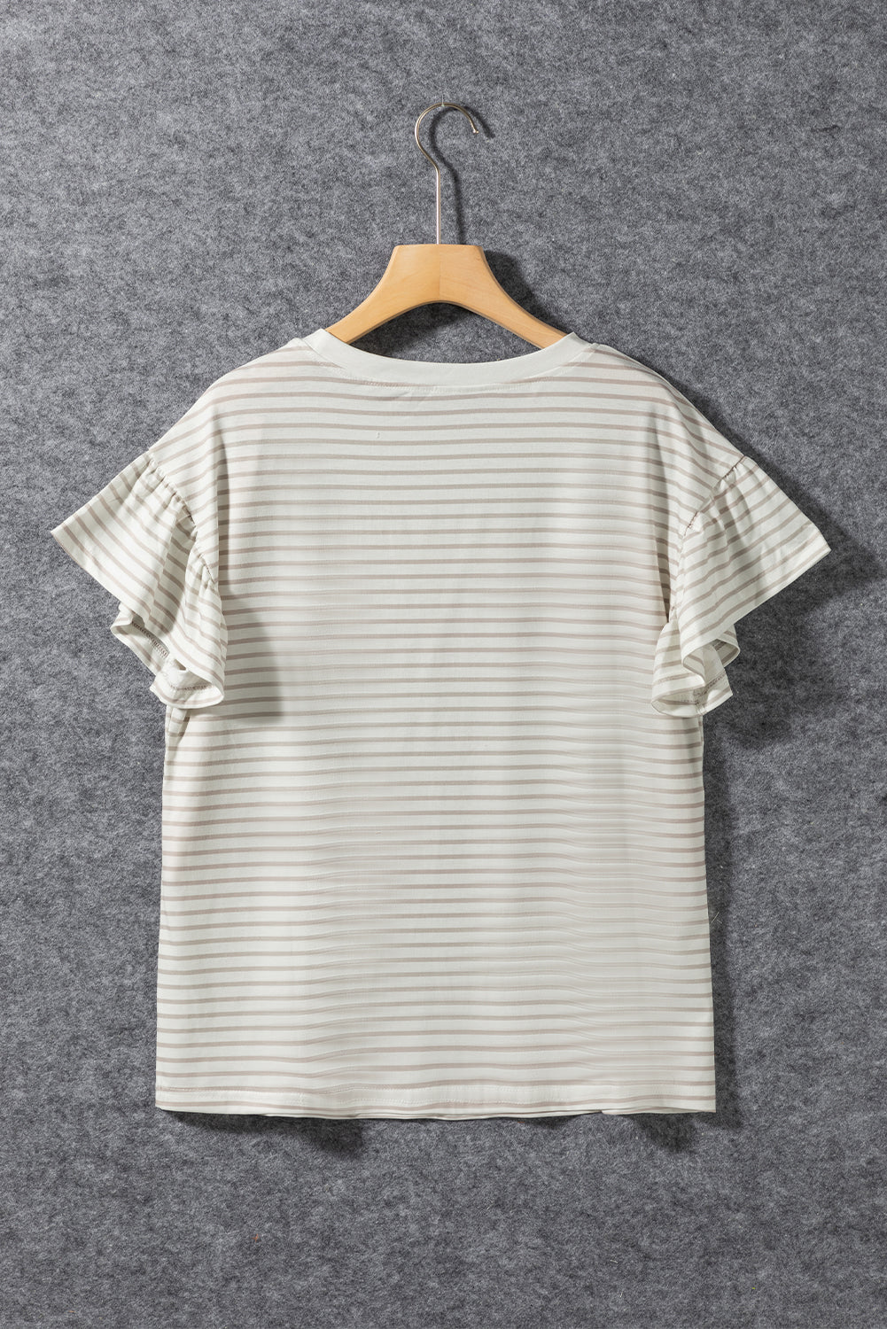 Striped Lace Splicing Ruffle Sleeve Top