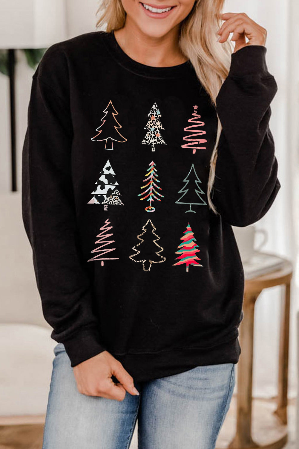 Christmas Tree Print Sweatshirt
