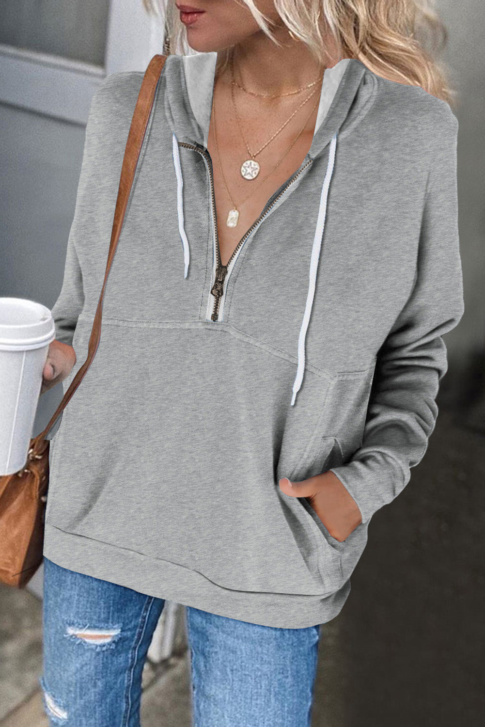 Gray Half ZIp Hoodie
