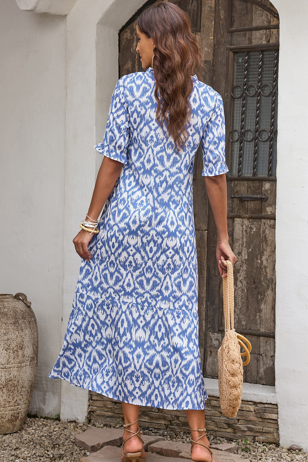 Geometric Print Maxi Dress