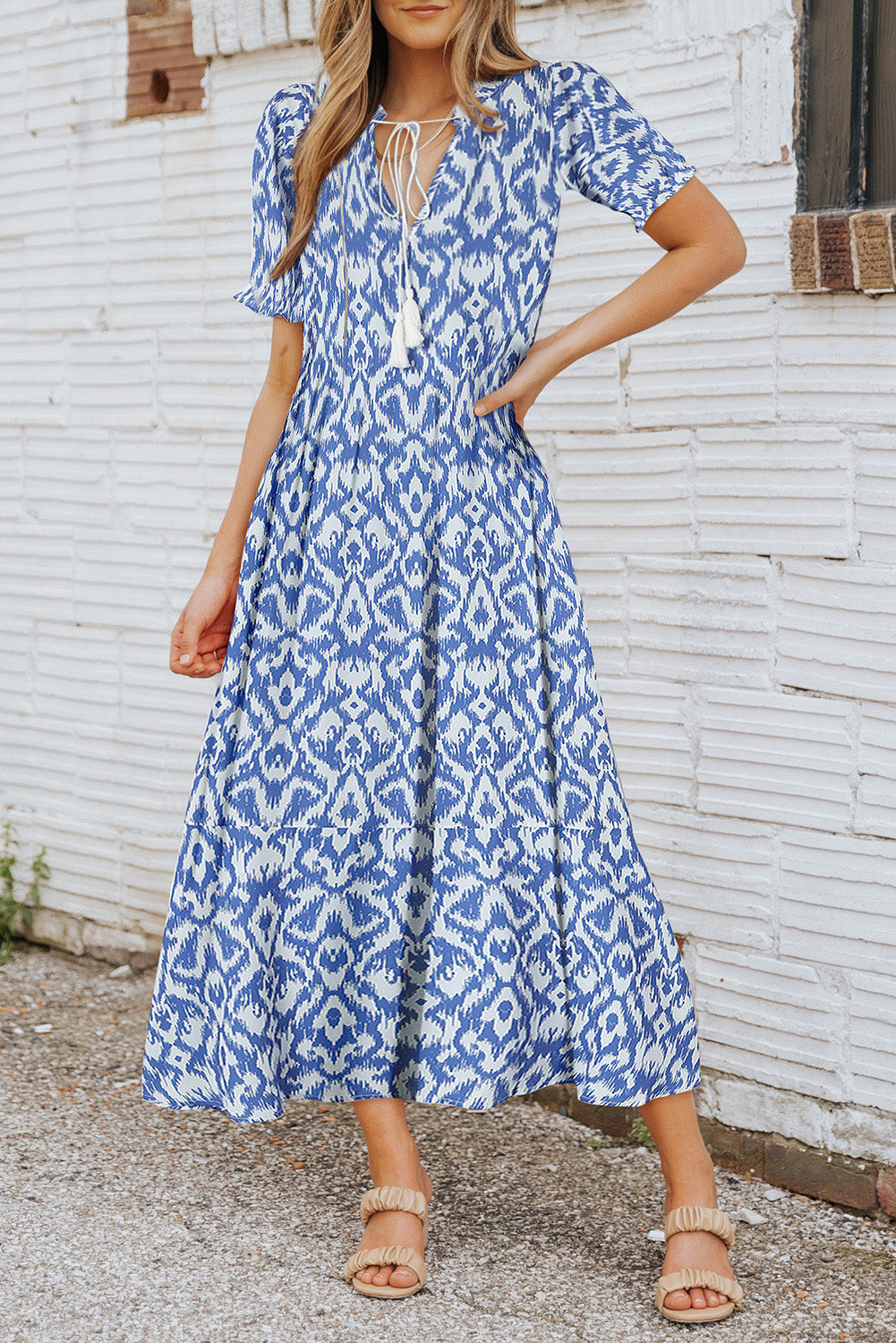Geometric Print Maxi Dress