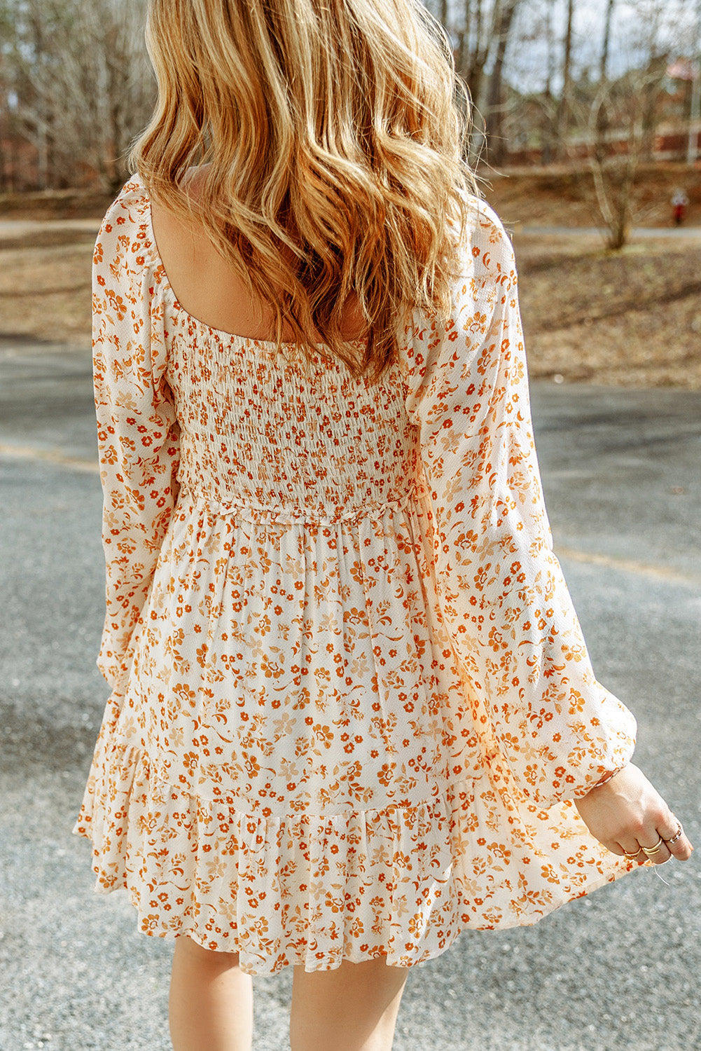 Floral Smocked Puff Sleeve Mini Dress