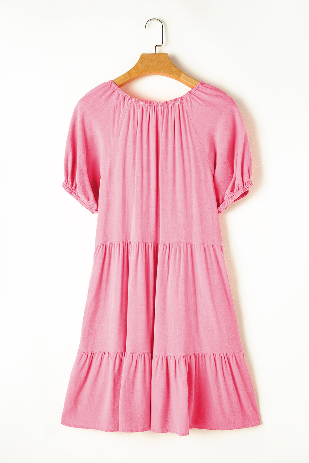 Puff Sleeve Tiered Swing Dress