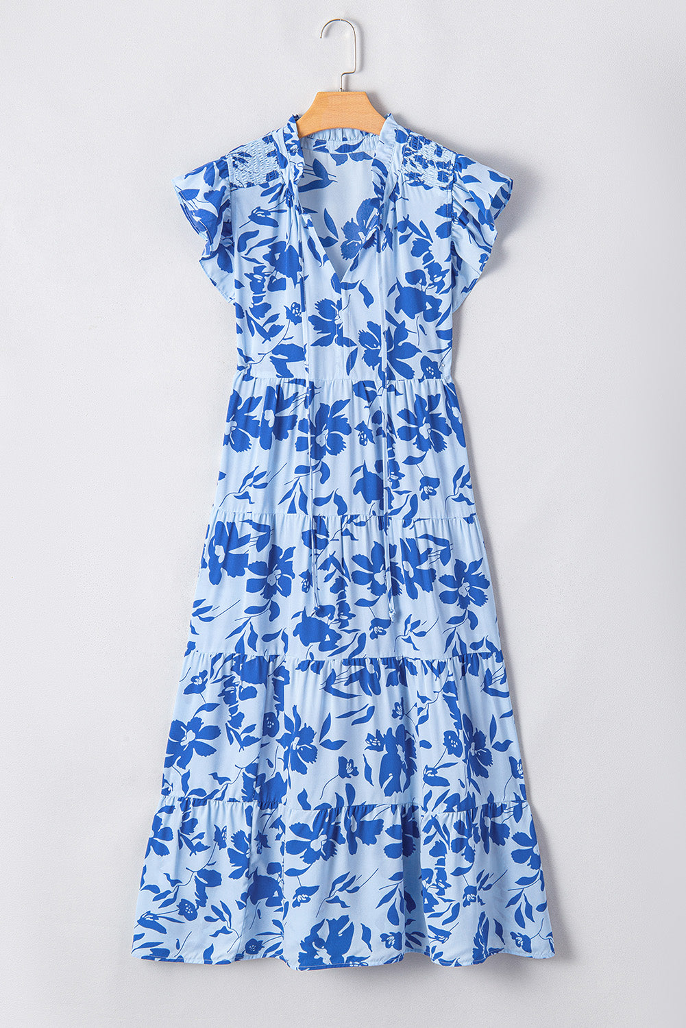 Floral Flutter Sleeve A-Line Maxi Dress
