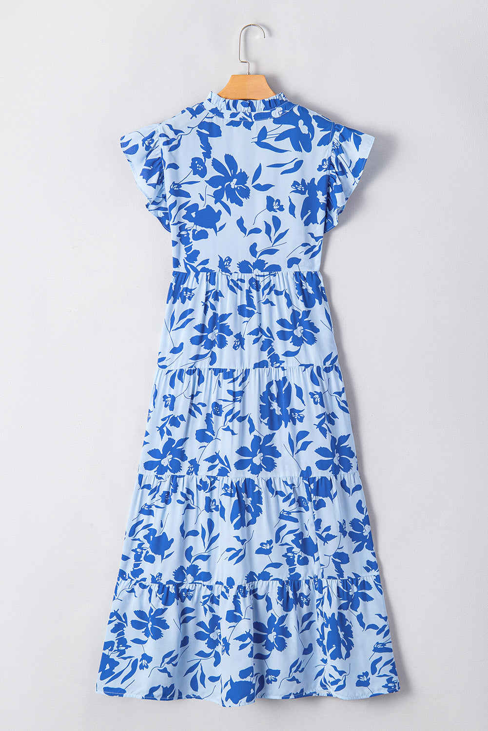 Floral Flutter Sleeve A-Line Maxi Dress