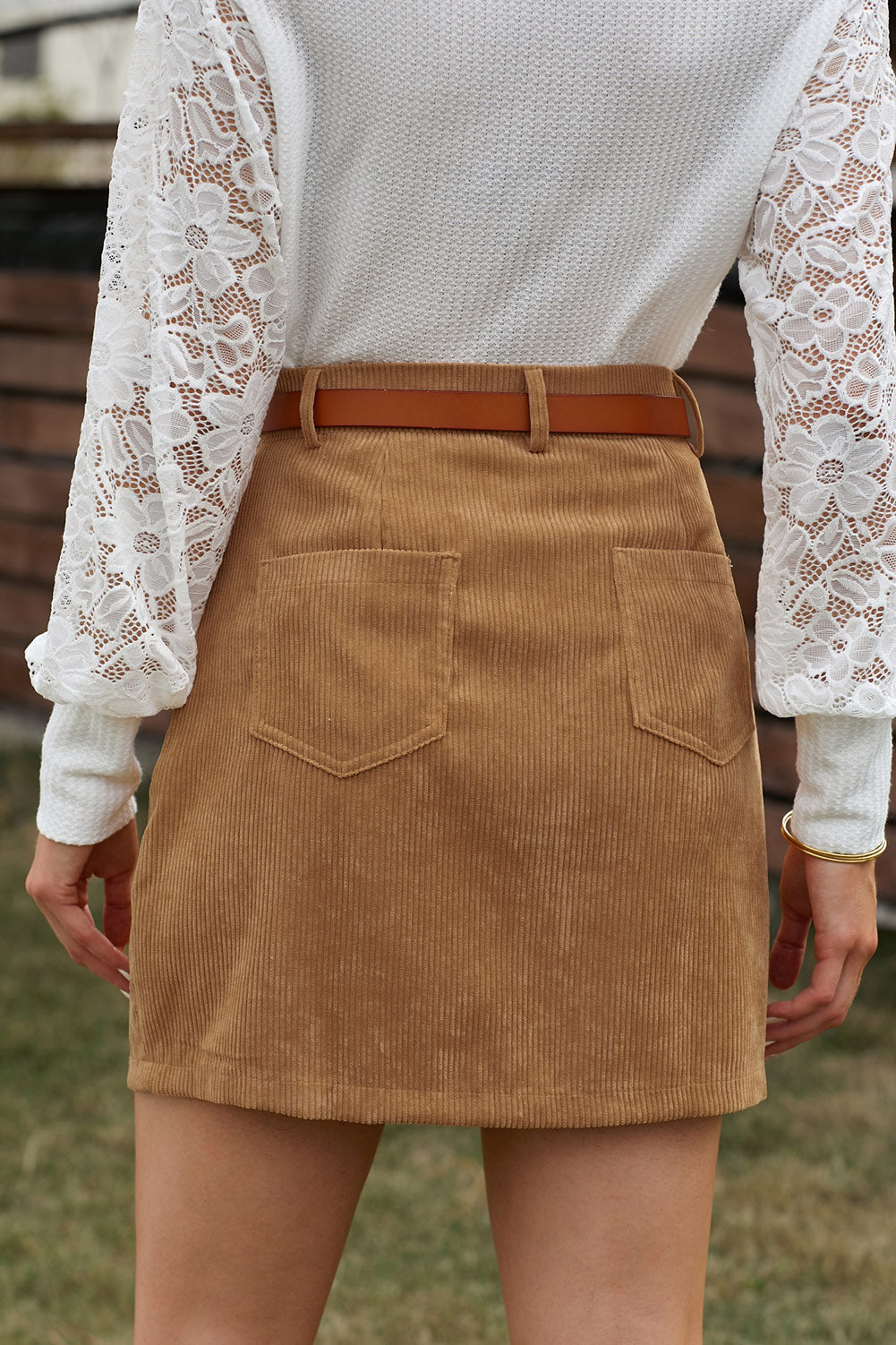 High Waist Corduroy Mini Skirt