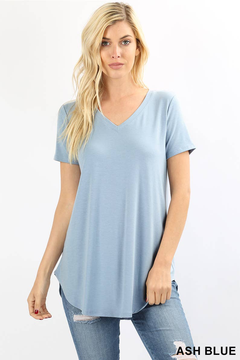 SHORT SLEEVE V-NECK TOP
