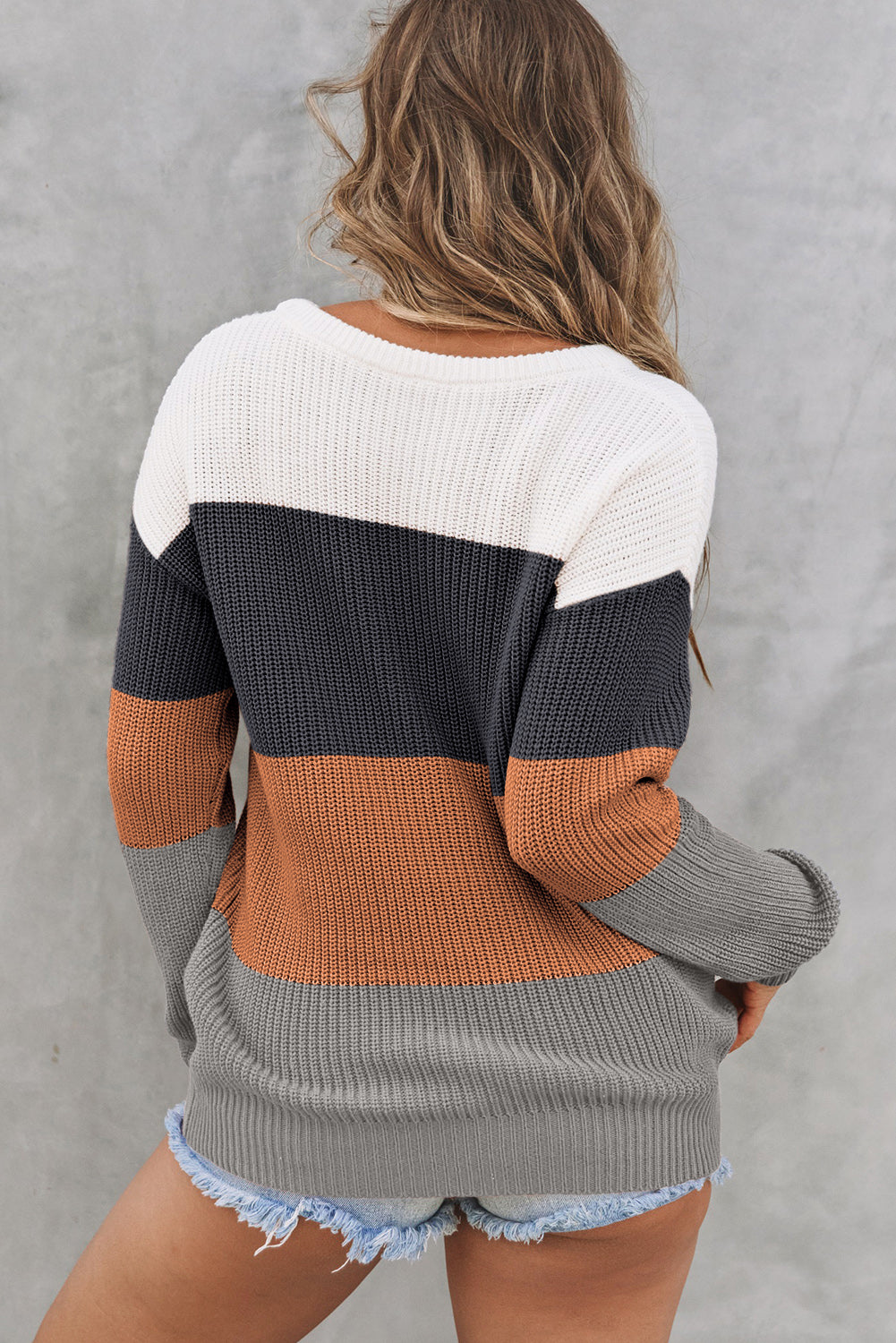 Color Block Knitted Sweater