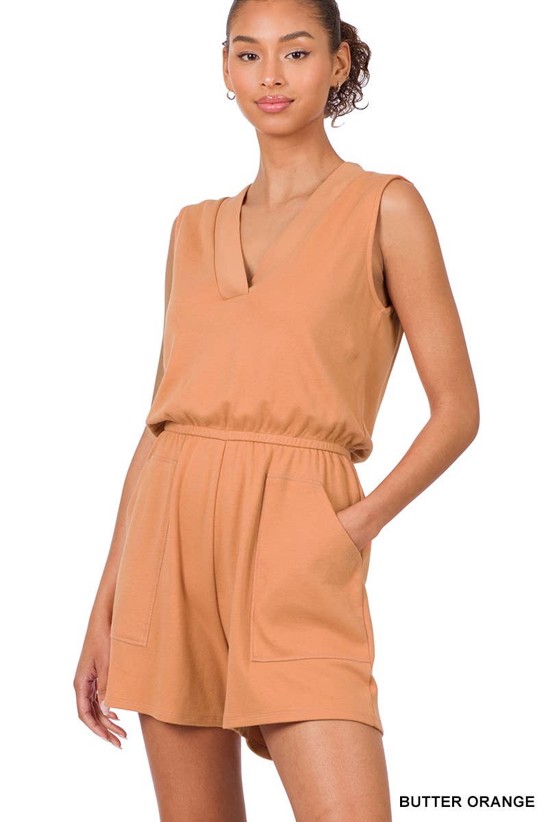 Sleeveless Romper with Pockets