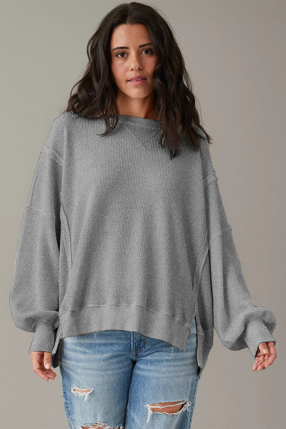 Waffle Knit Oversized Top