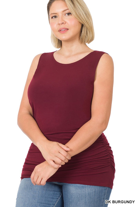 Plus Side Ruched Sleeveless Top