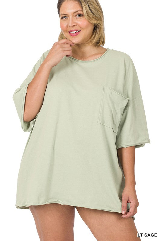 PLUS OVERSIZED RAW EDGE BOYFRIEND TEE