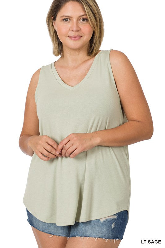 PLUS SLEEVELESS V-NECK TOP