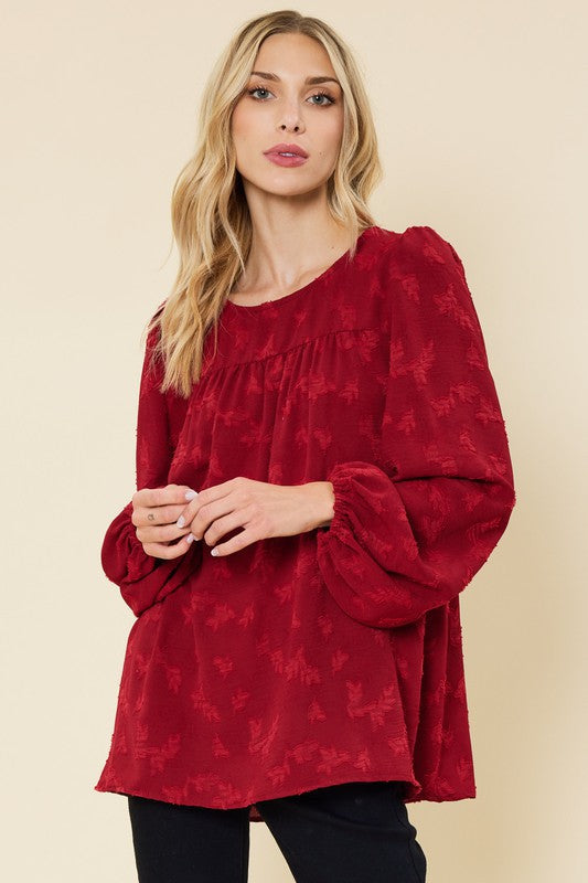 Jacquard Babydoll Top