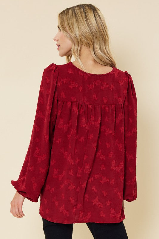 Jacquard Babydoll Top