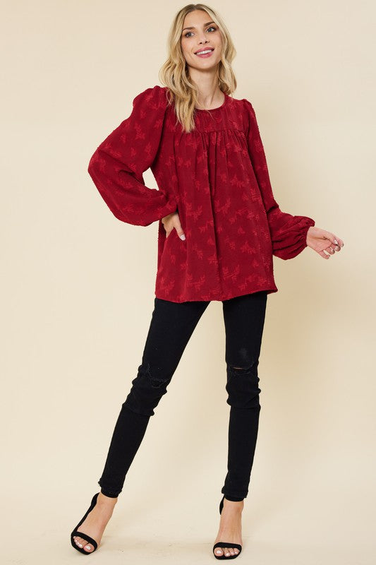 Jacquard Babydoll Top