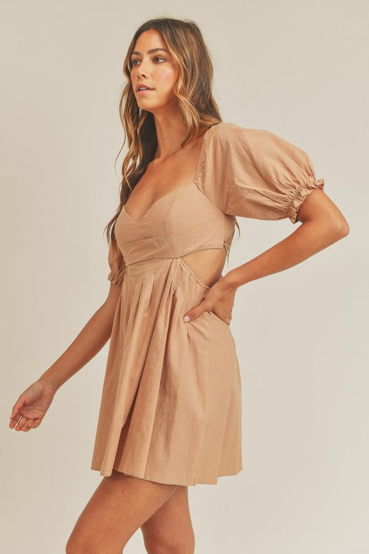 Side and Back Cut Out Lace Up Dress