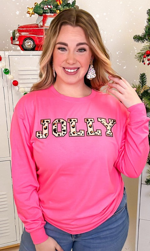 Leopard Ideal Chenille Jolly Long Sleeve Red T-Shirt