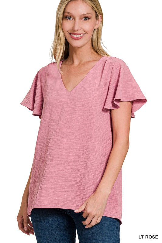 Woven Flutter Sleeve Top