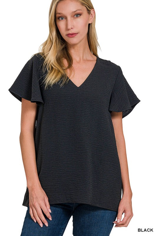 Woven Flutter Sleeve Top