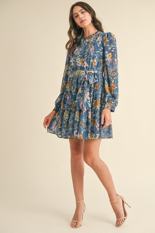 FLORAL BUTTON-DOWN MINI DRESS