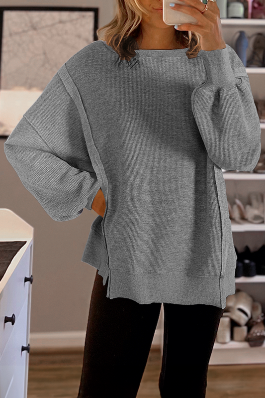Waffle Knit Oversized Top