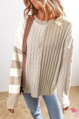 Cable Knit Colorblock Sweater