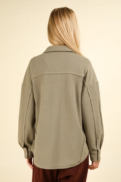 Oversized Textured Knit Shacket