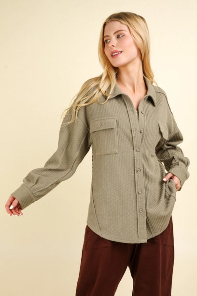 Oversized Textured Knit Shacket