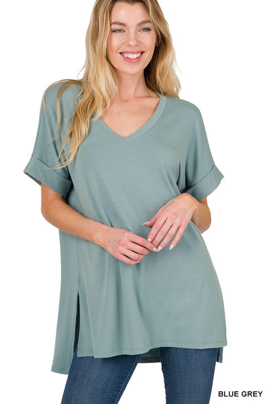 Side Slit High-Low Hem Top