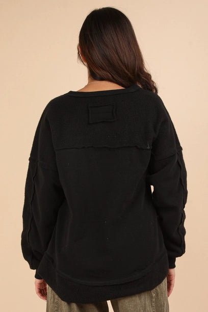 Contrast French Terry Knit Oversized Casual Top