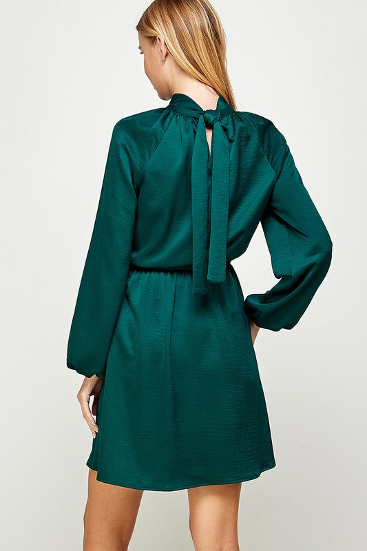 Solid High Neck Dress