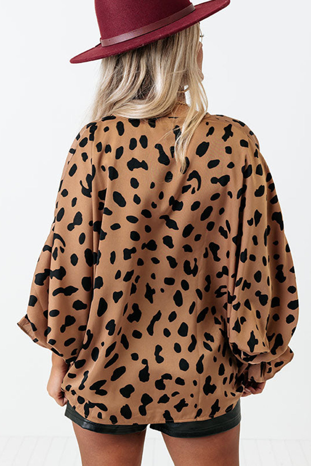 Leopard Print Ruffled Cuff Blouse