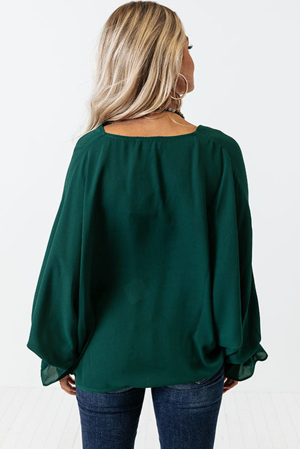 Flared Cuff Bishop Sleeve Blouse