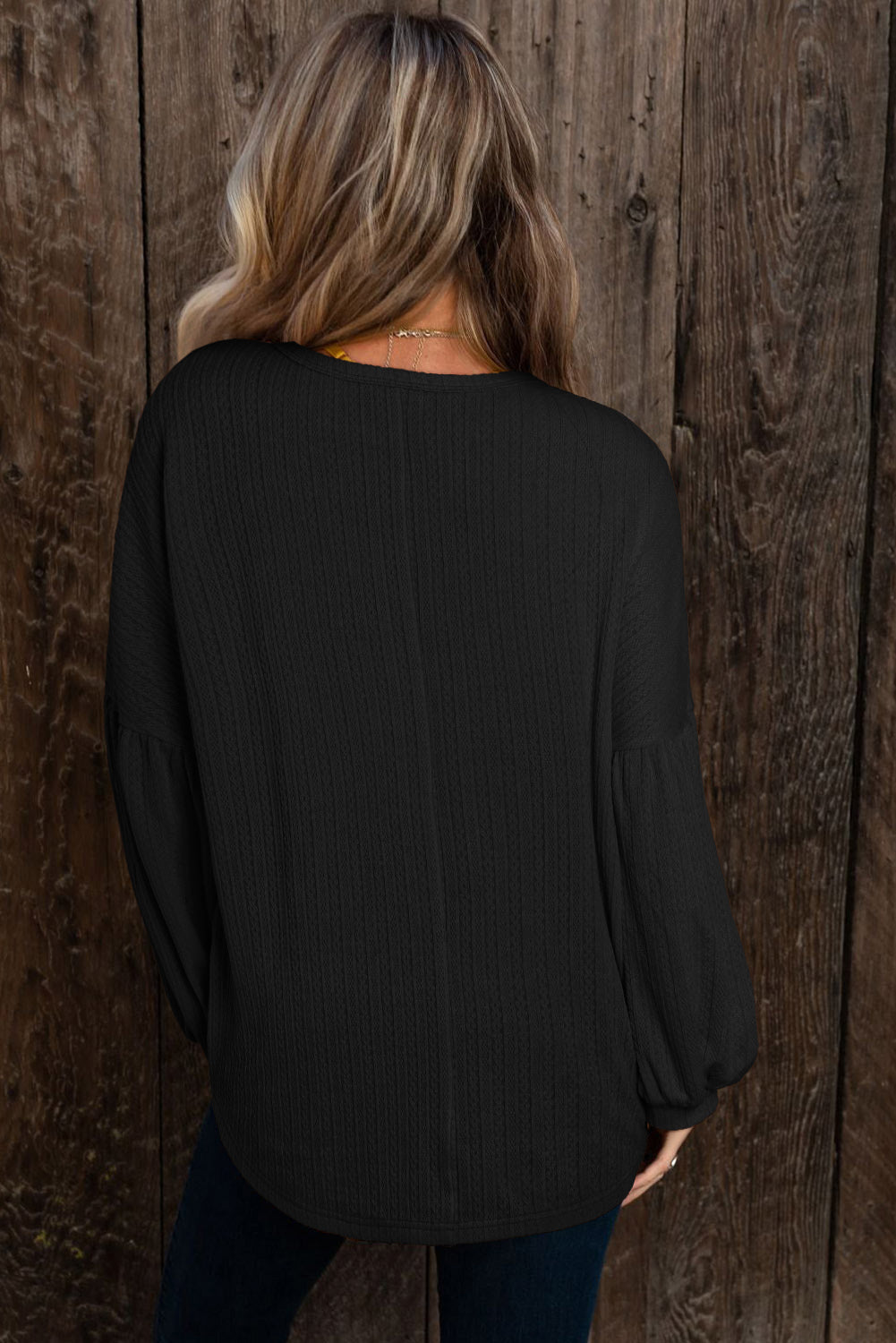 Black Puffy Long Sleeve Top