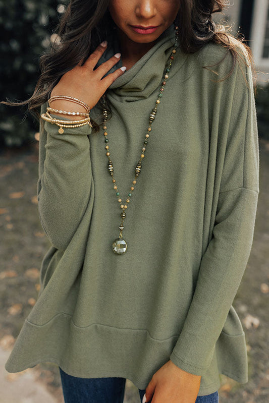 Cowl Neck Shift Tunic Top - Green