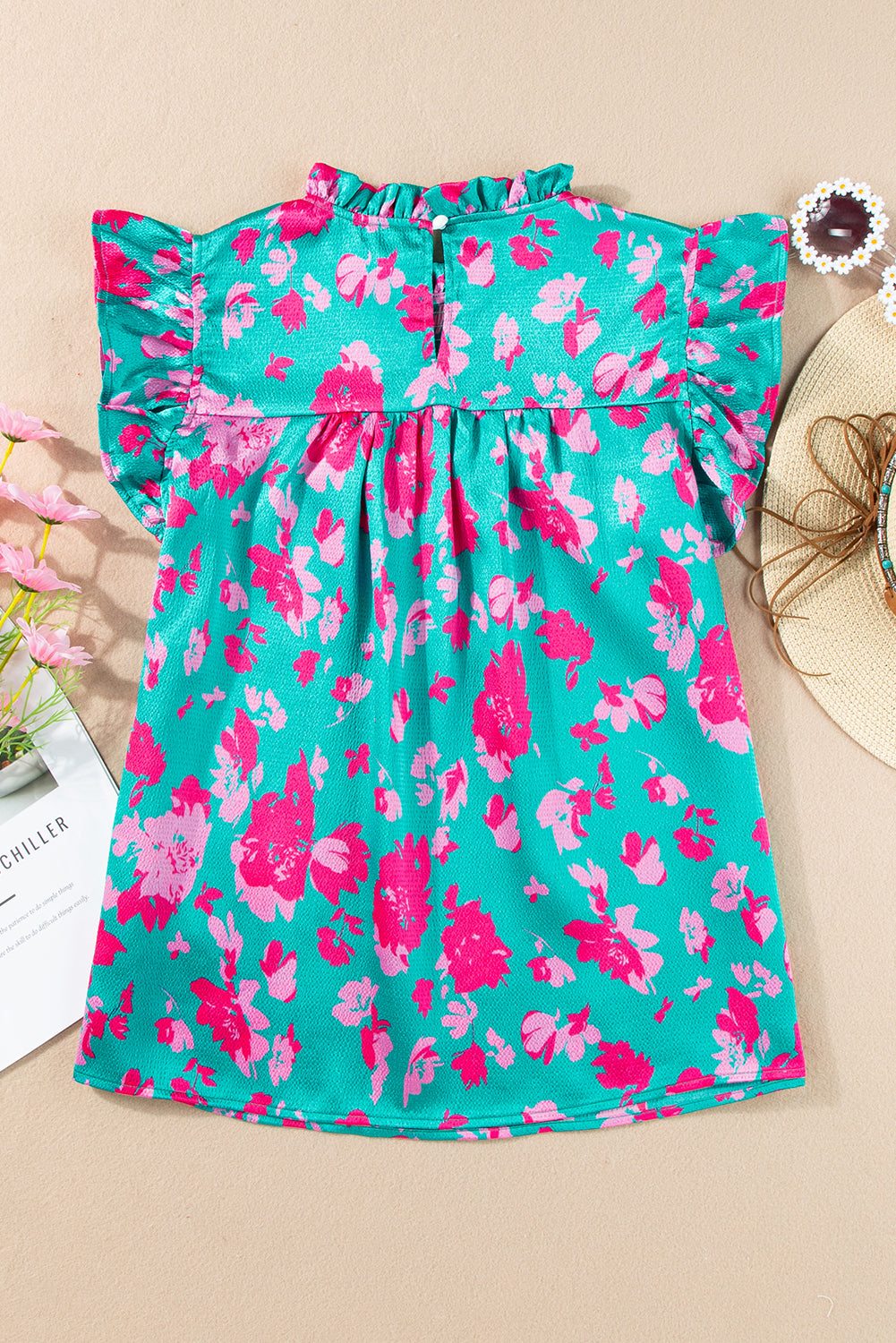 Floral Flutter Sleeve Blouse