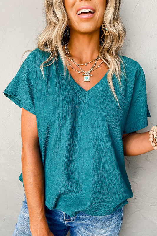 Crinkled Wide Sleeve Top
