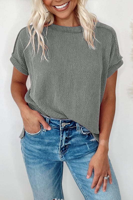 Textured Knit Exposed Stitching Top