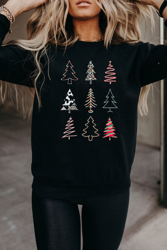 Christmas Tree Print Sweatshirt