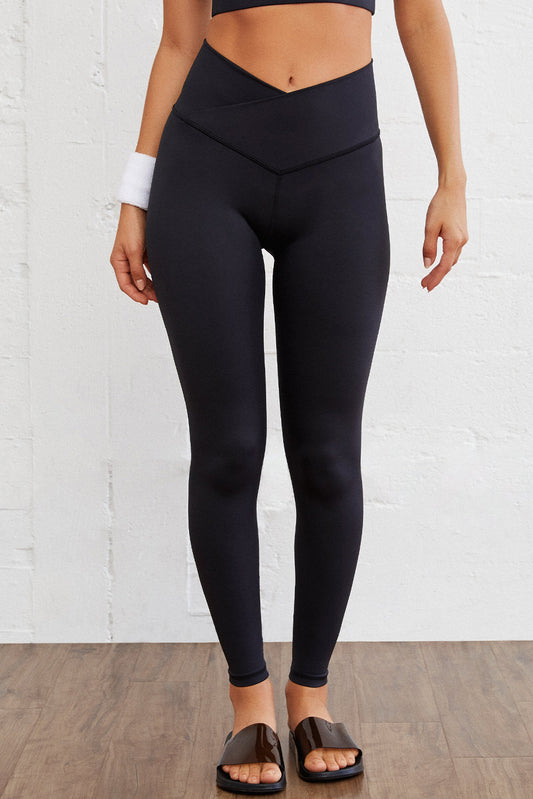 Black Crossover Waist Active Leggings