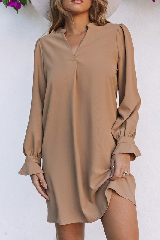 Taupe Long Sleeve Shift Dress